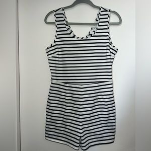 Black and White Striped Romper Size Large